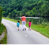 family walking